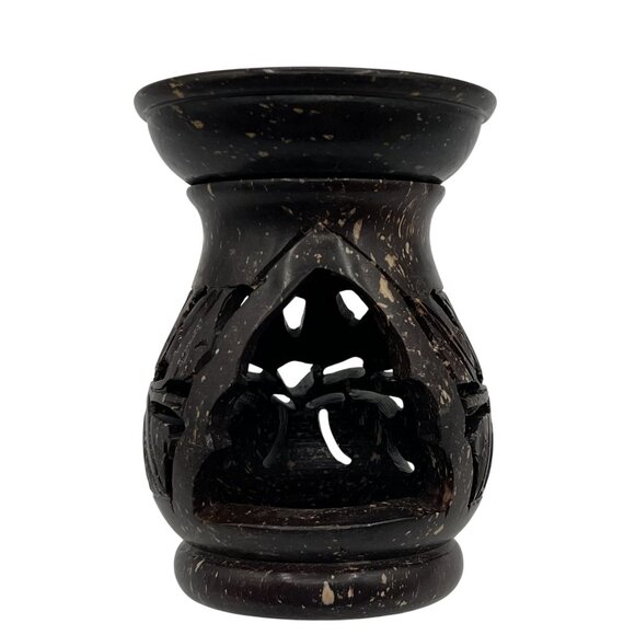 Yankee Candle Carved Soapstone 5" Oil Warmer Tea light Wax tart melts Rustic Art - Picture 2 of 14